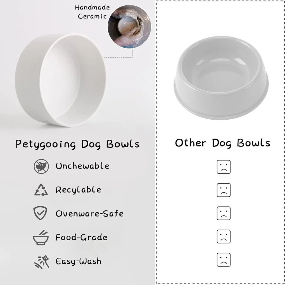 Petygooing 28 OZ White Elevated/Raised Ceramic Dog Bowl